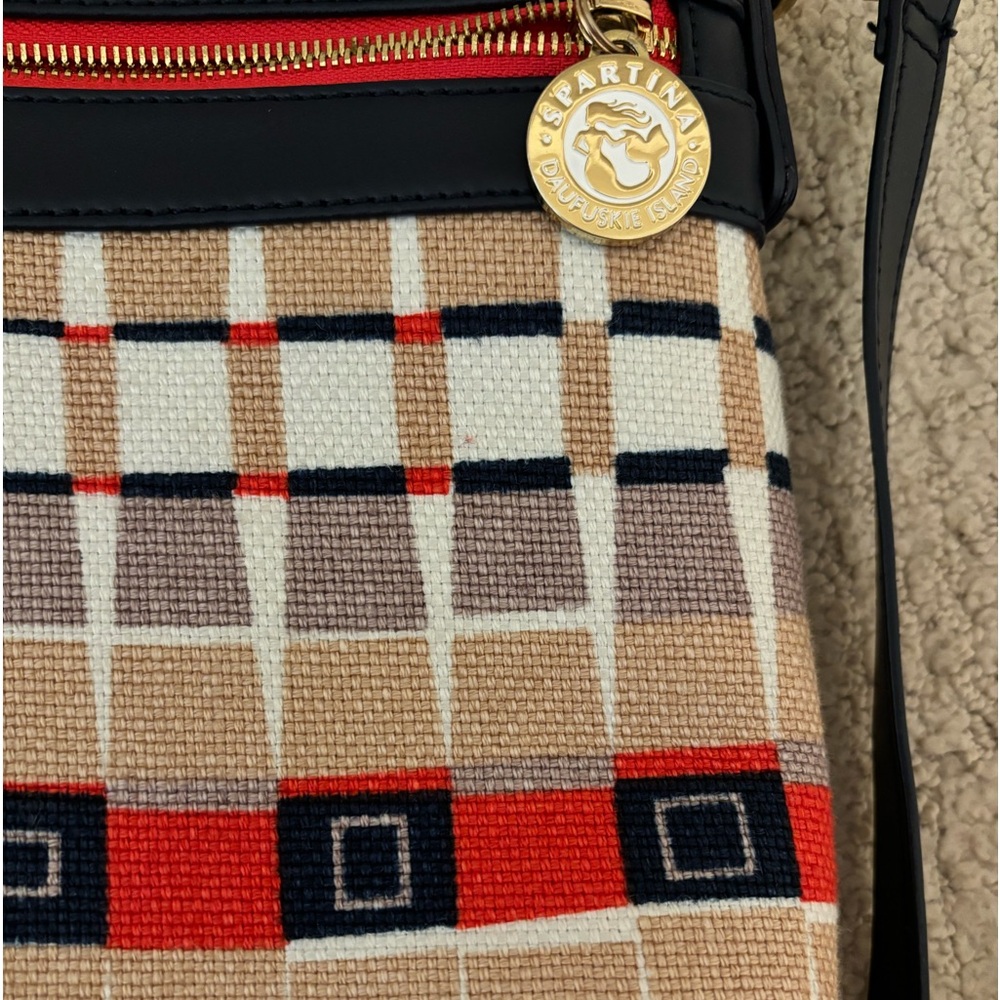 Spartina 449 Quarterdeck Navy Trim Plaid adjustable crossbody/shoulder bag - Picture 9 of 11